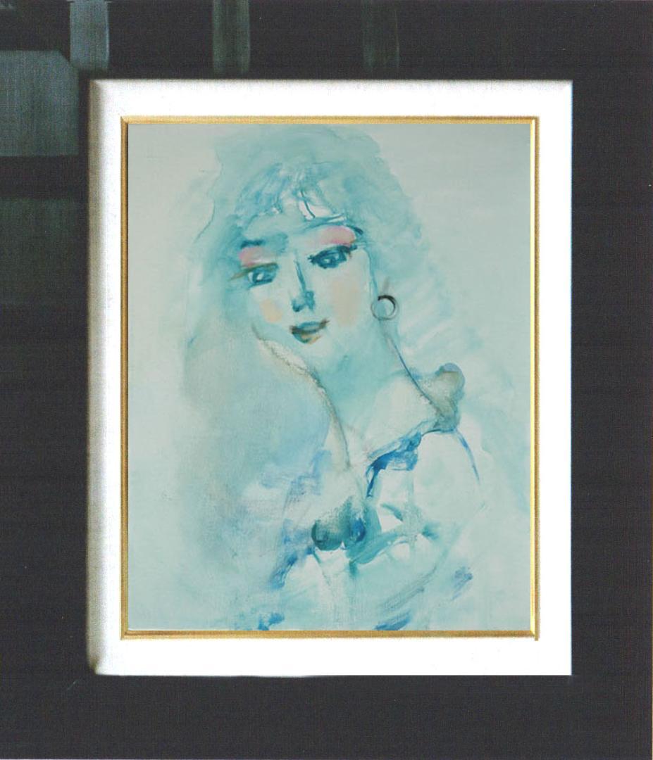 油絵 菅家令子 絵 絵画 インテリア 額付(黒) F6-080112 人物 女性