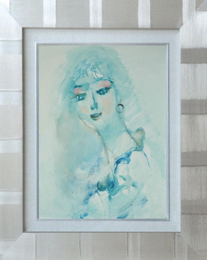 油絵 菅家令子 絵 絵画 インテリア 額付(黒) F6-080112 人物 女性