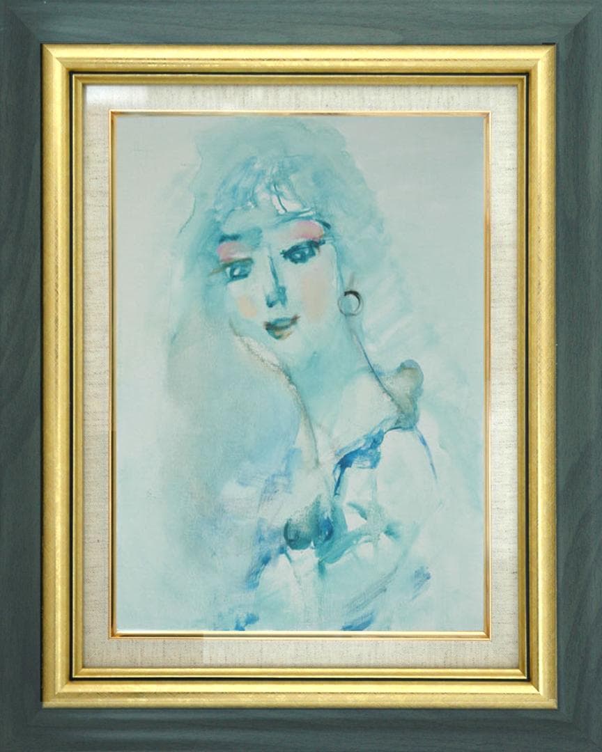 油絵 菅家令子 絵 絵画 インテリア 額付(黒) F6-080112 人物 女性