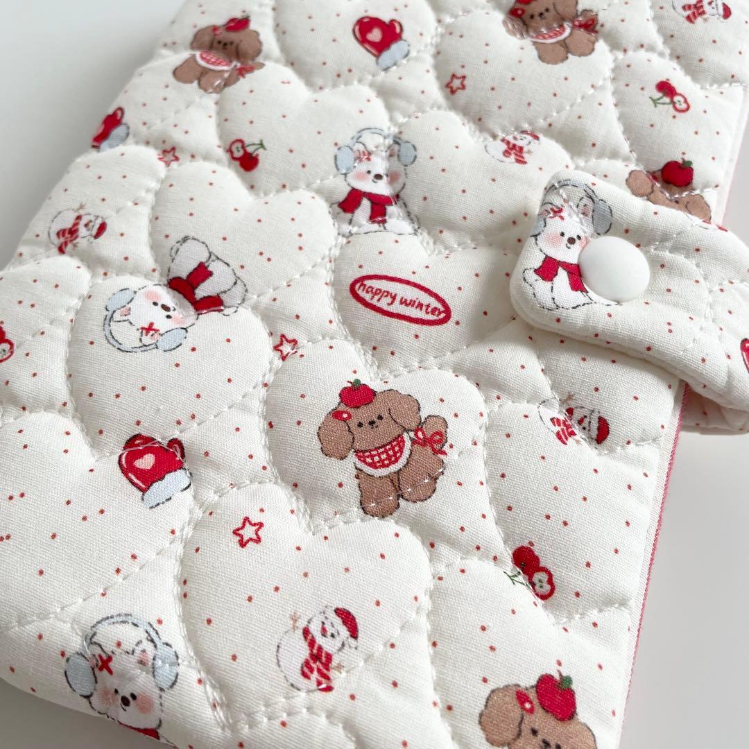 早い者勝ち　韓国　バインダー　カバー　貯金　現金管理　わんちゃん　赤　ストライプ