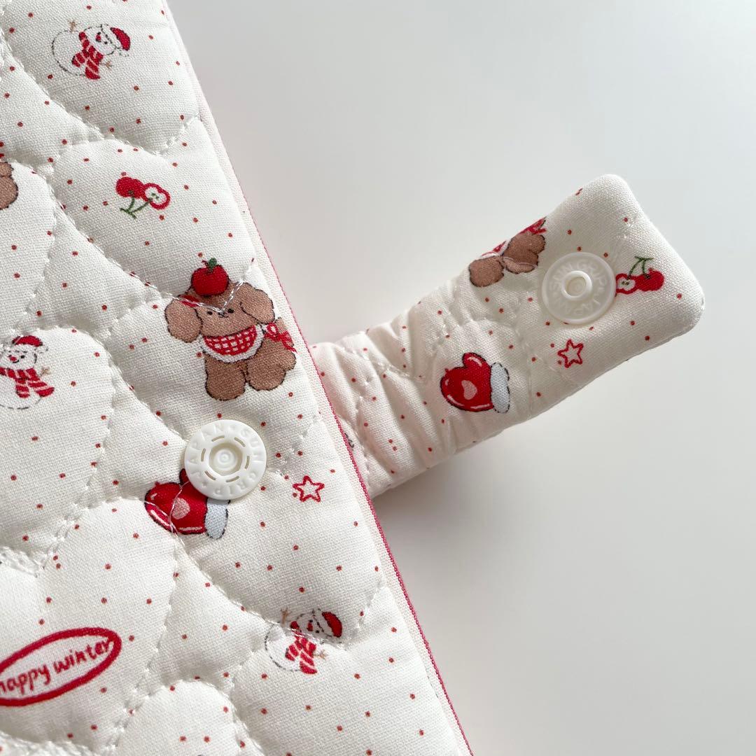 早い者勝ち　韓国　バインダー　カバー　貯金　現金管理　わんちゃん　赤　ストライプ