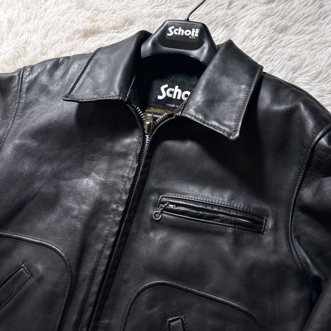 悪*鬼様 美品/廃盤品✨schott トラッカージャケット　652 本革　ブラッ