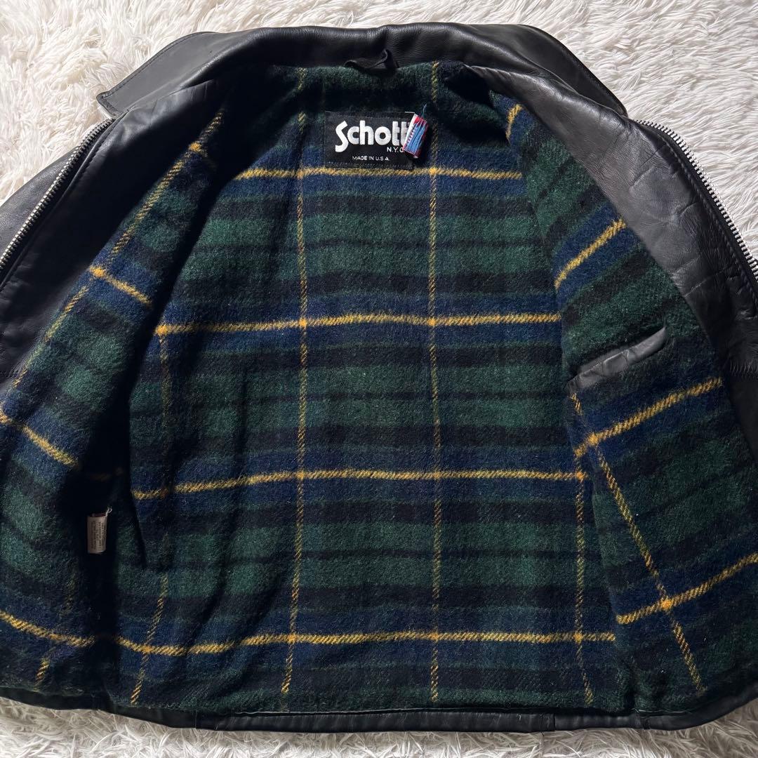 悪*鬼様 美品/廃盤品✨schott トラッカージャケット　652 本革　ブラッ