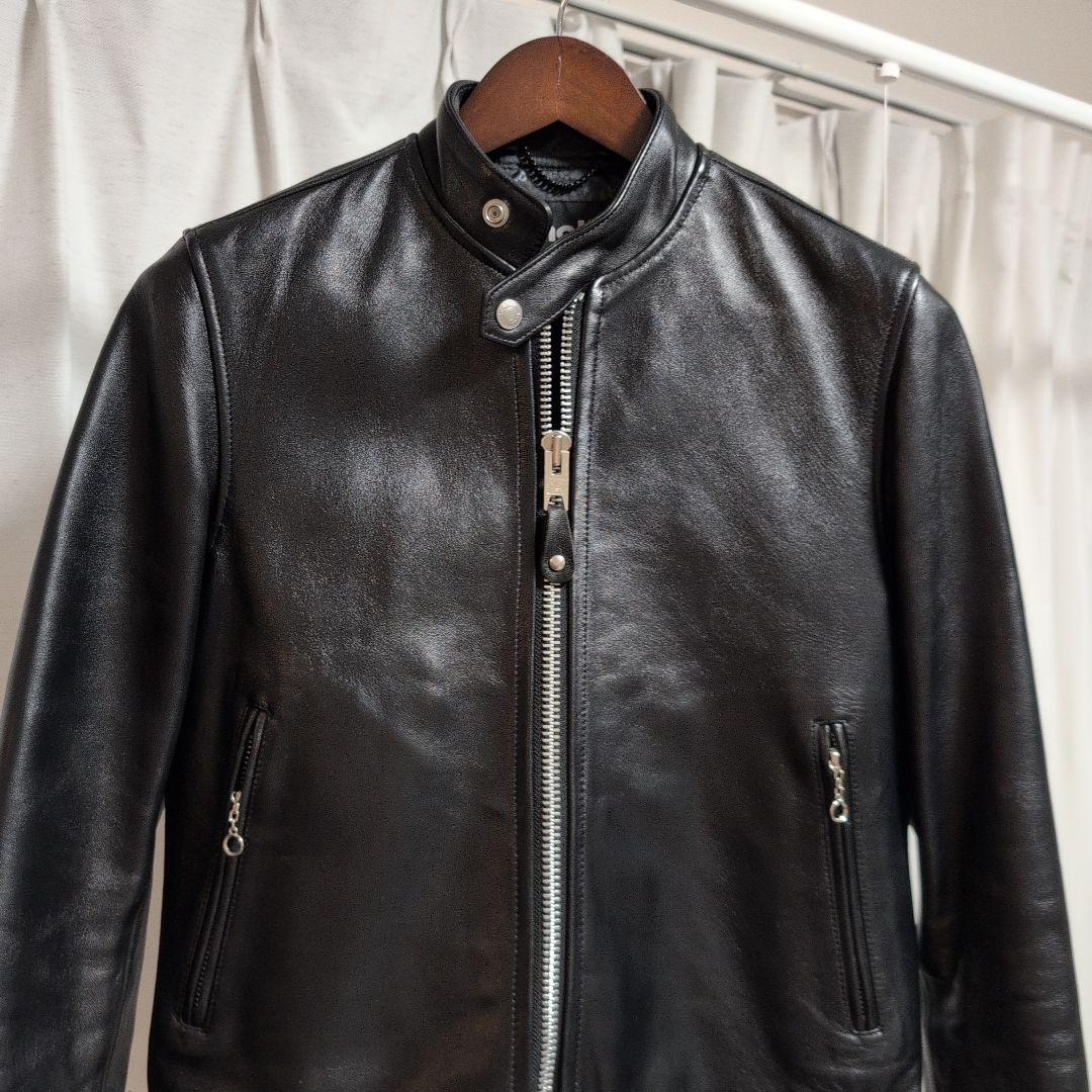 Schott ブラックレザー シングルライダースジャケット