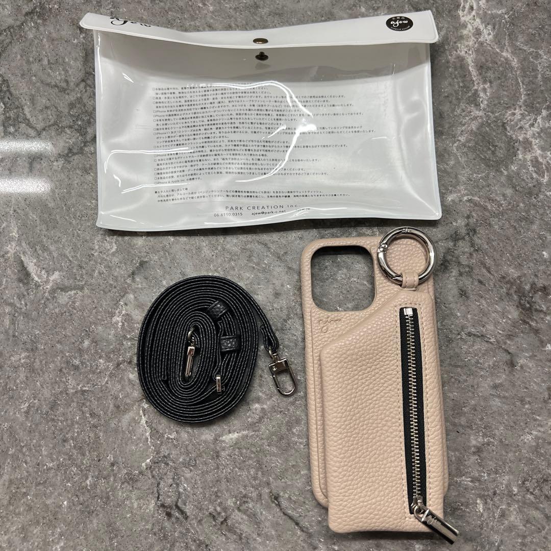 ajew ベージュ レザー iPhoneケース