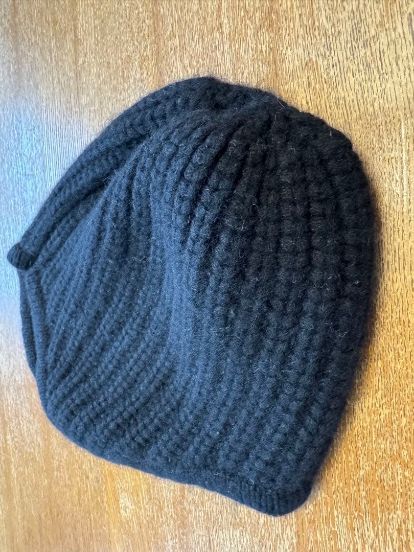 yo biotop カシミヤ100% フライトキャップ ニット帽 ブラック