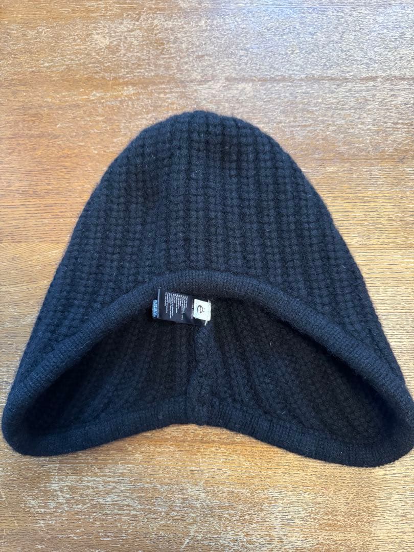 yo biotop カシミヤ100% フライトキャップ ニット帽 ブラック