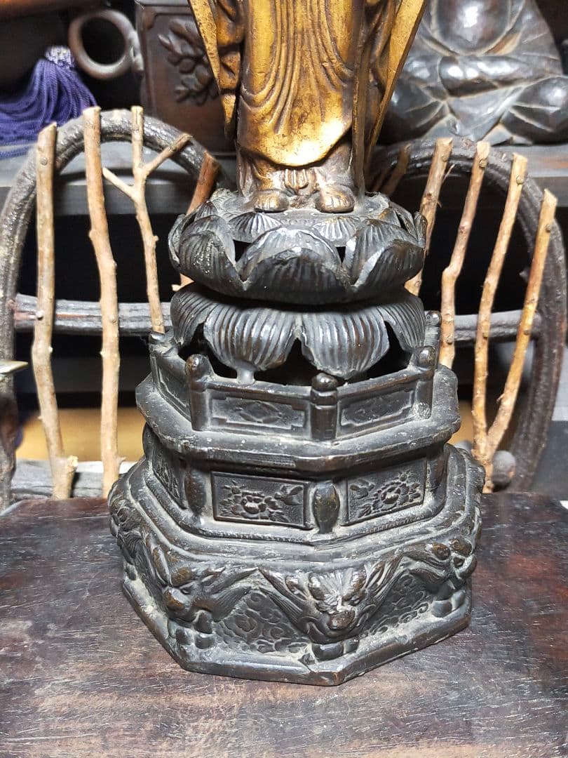 ♥古銅製　仏像　阿弥陀如来　立像　銅製　阿弥陀様　仏壇　観音像　骨董品