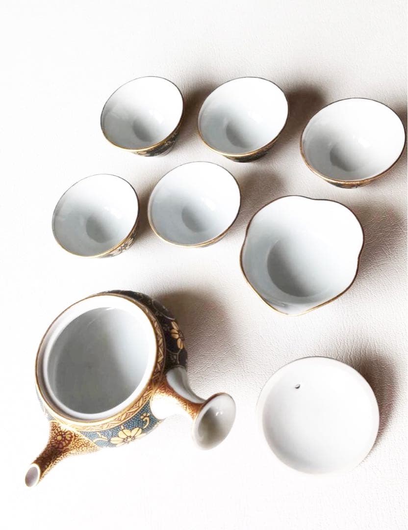 九谷焼　青粒　小茶器揃い　林伊平　作　箱無し