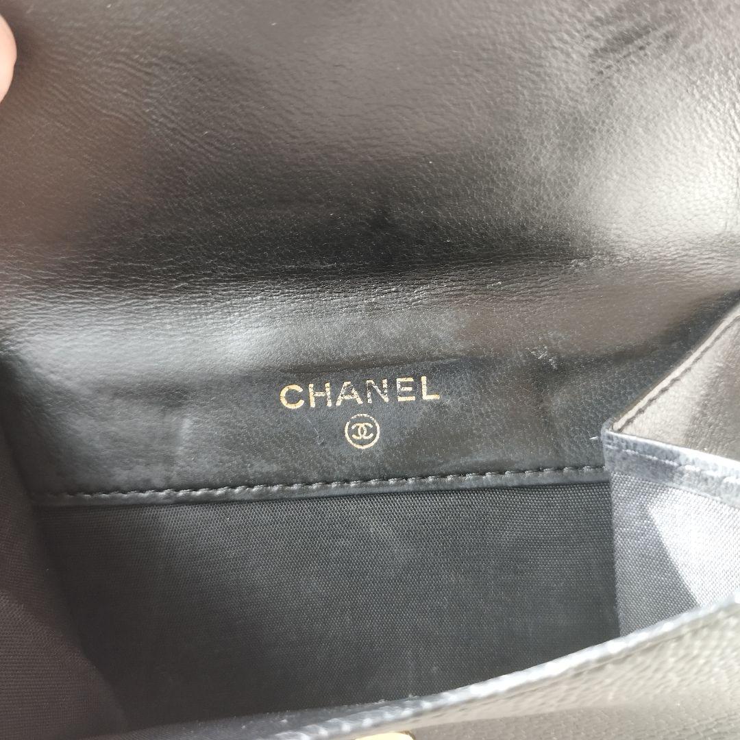 CHANEL シャネル　キャビアスキン　二つ折り財布 ブラック　メンテナンス済