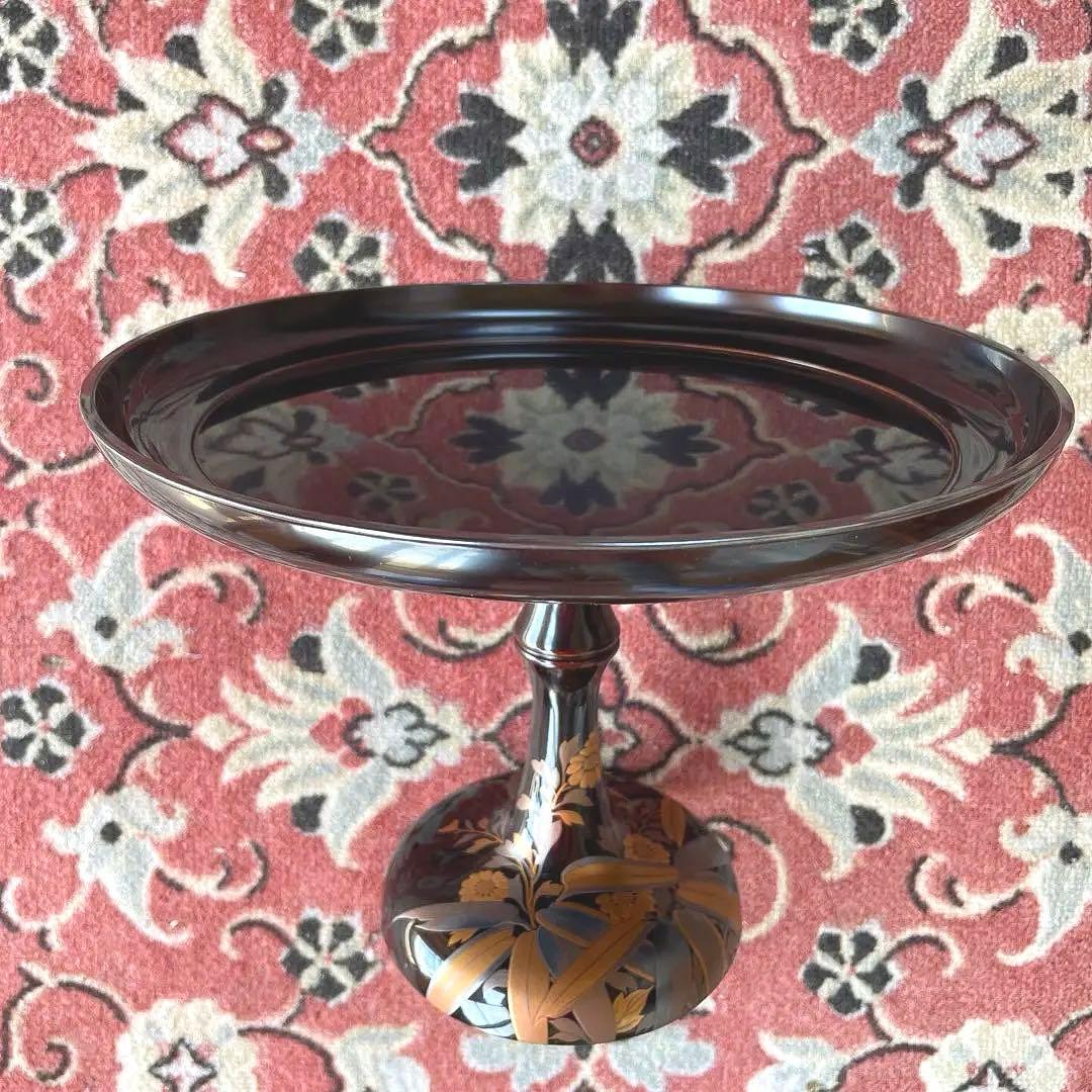 漆器　高台皿　蒔絵　金彩　木箱付き