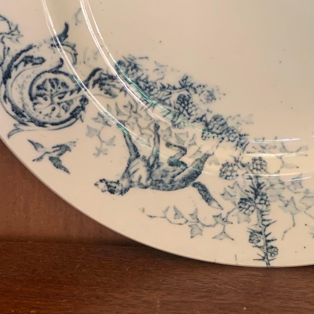 アンティーク　フランス　KG Runeville キツネ　プレート