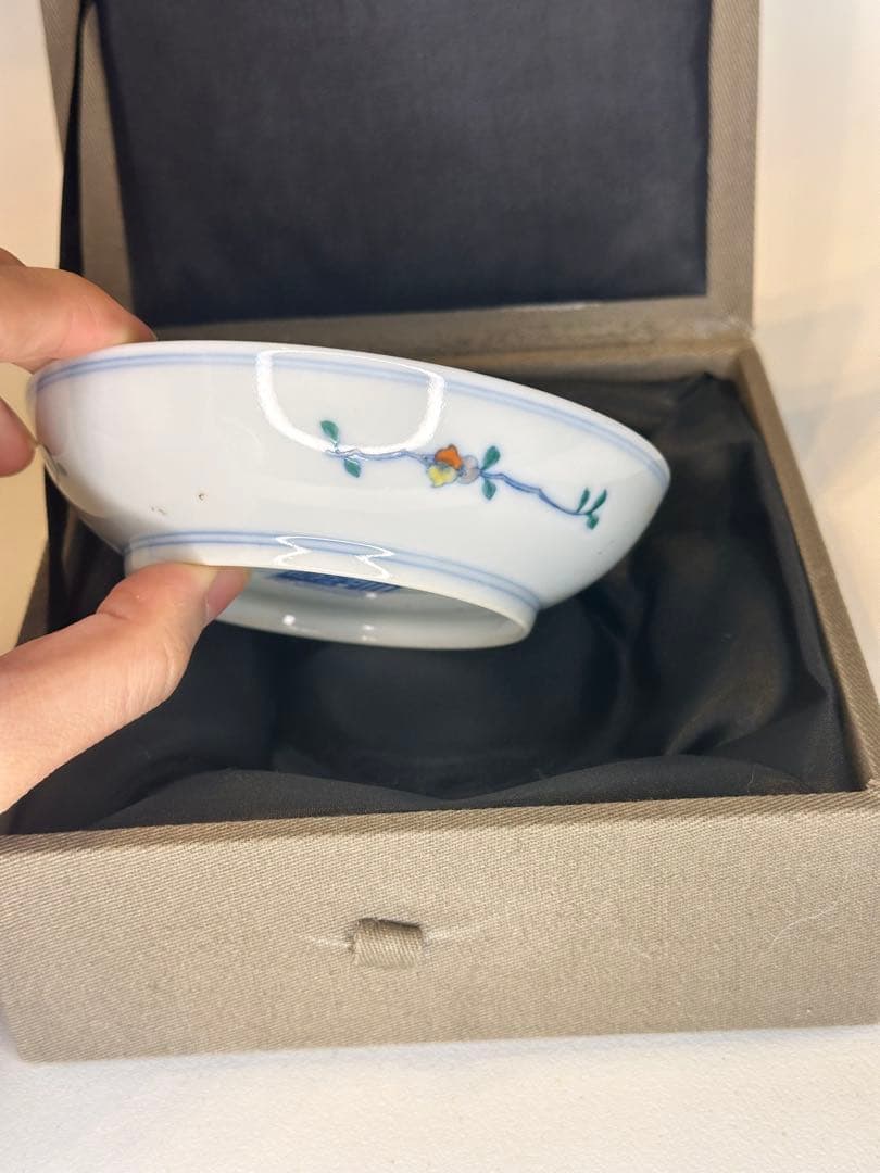 清時代　大清乾隆年製　底款　小皿　賞皿　中国古陶磁　錦箱付