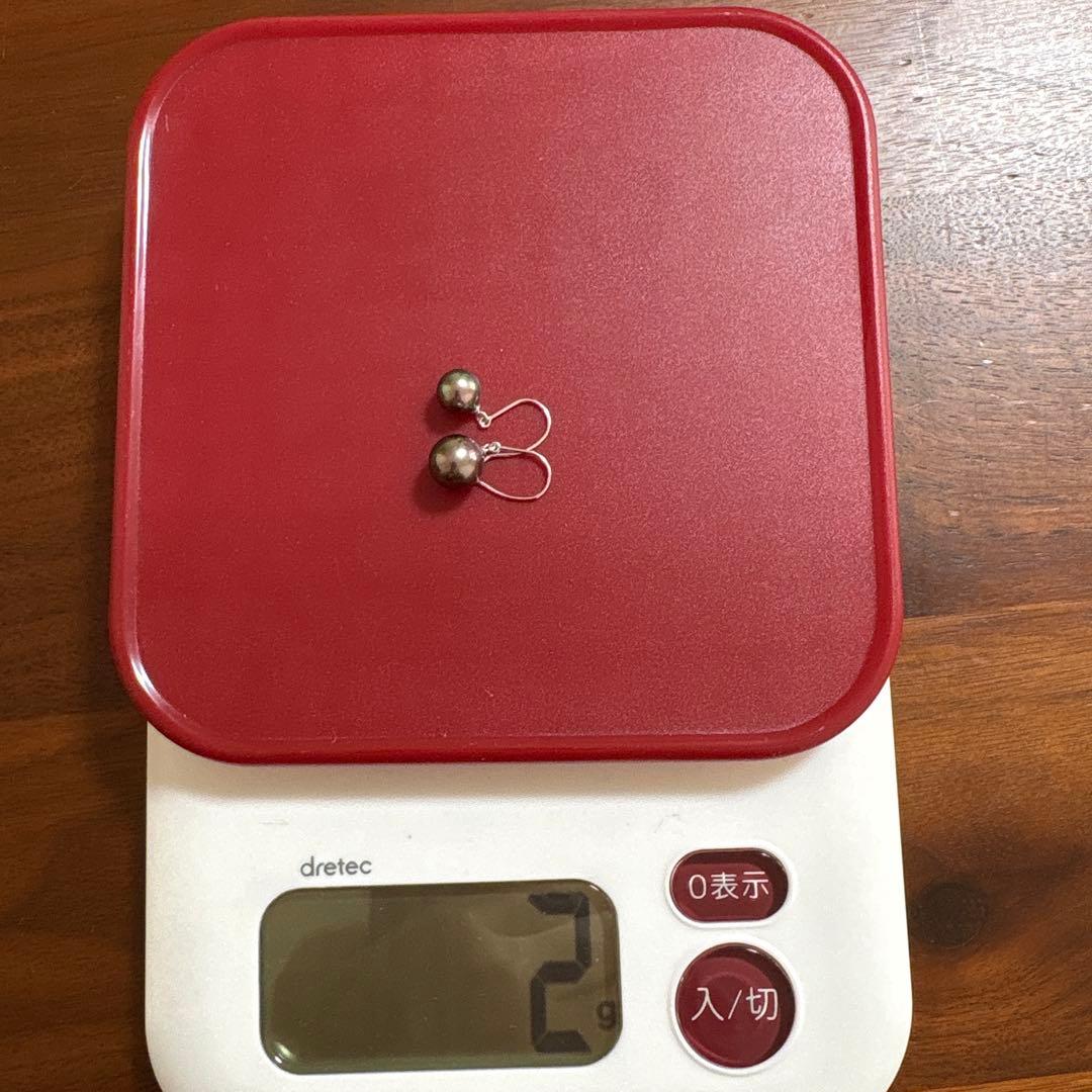 黒蝶真珠 孔雀色ドロップパール K14WG フックピアス