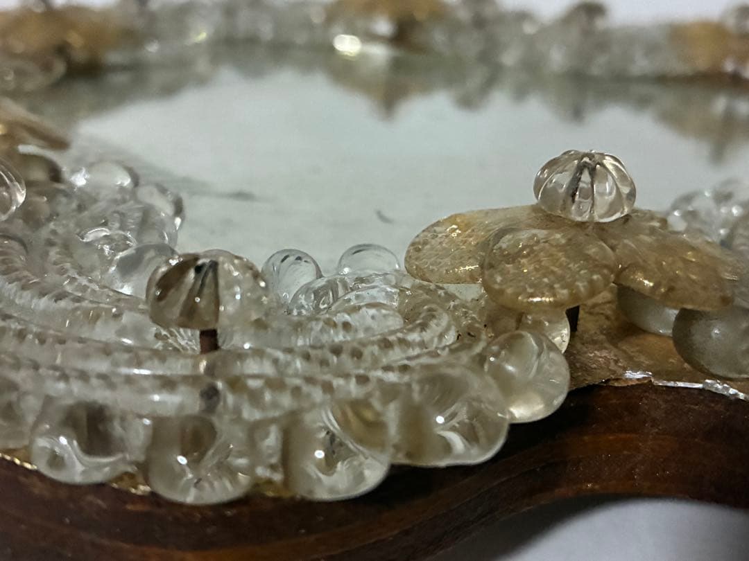 ヴィンテージ ムラーノガラス 花模様ミラー