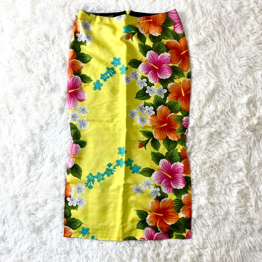 ドルチェ&ガッバーナ　花柄　スカート　レディース　イエロー　ドルガバ