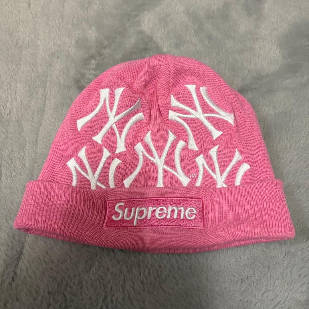 ニューエラ×supreme ピンク　ビーニー