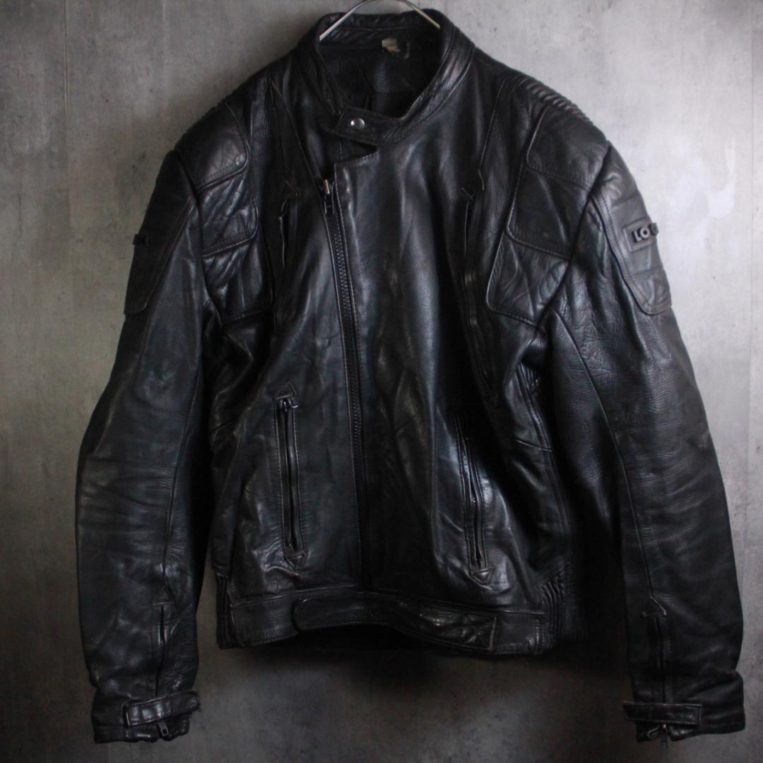 SP古着 レザーライダース ７０’s XL ユーロ古着 オランダ製 ダブル本革.