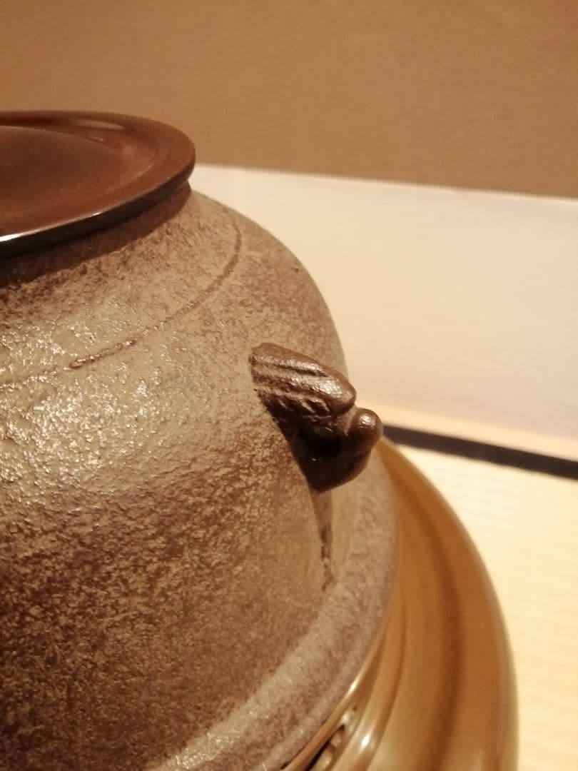 【茶事具】釜師政光、風炉師雄芳造　唐銅朝鮮風炉釜　茶釜　釜387