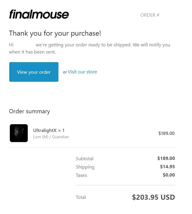 finalmouse UltralightX Lion (M) ジャンク品