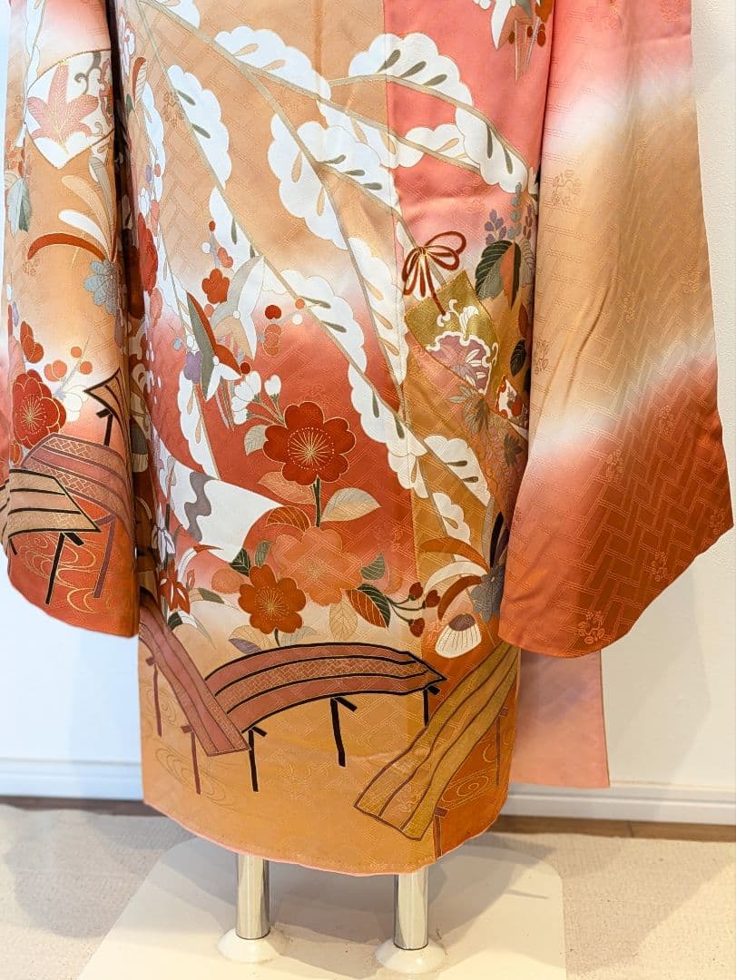 振袖フルセット 身丈156.5裄67 十日町老舗 吉澤友禅 コーラル系 成人式