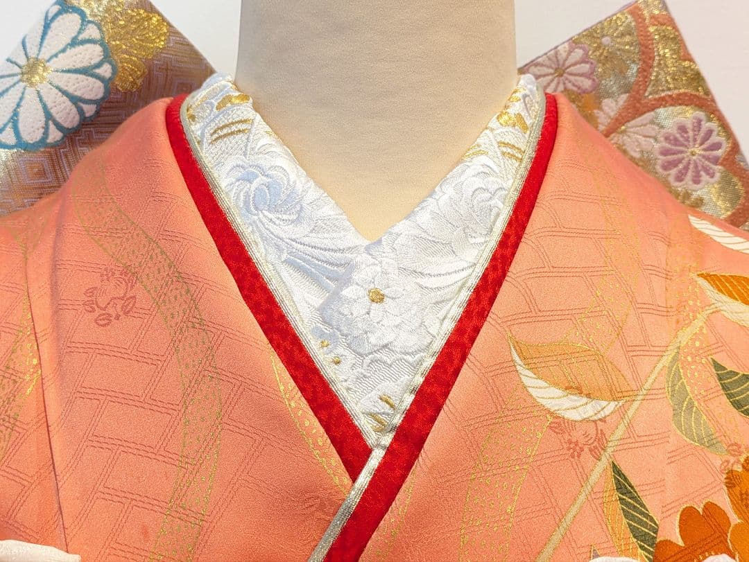 振袖フルセット 身丈156.5裄67 十日町老舗 吉澤友禅 コーラル系 成人式