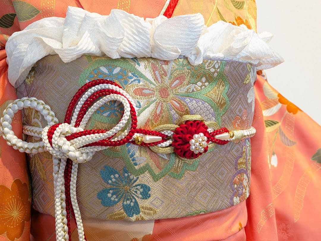 振袖フルセット 身丈156.5裄67 十日町老舗 吉澤友禅 コーラル系 成人式