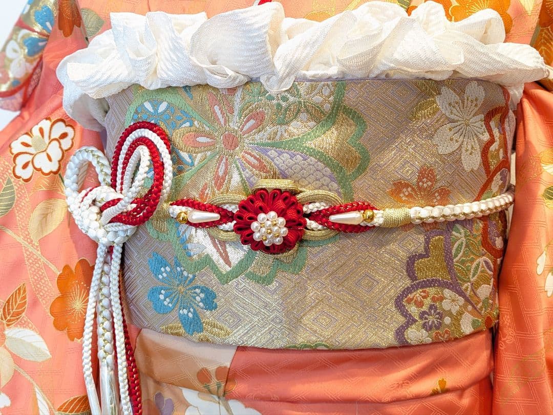 振袖フルセット 身丈156.5裄67 十日町老舗 吉澤友禅 コーラル系 成人式