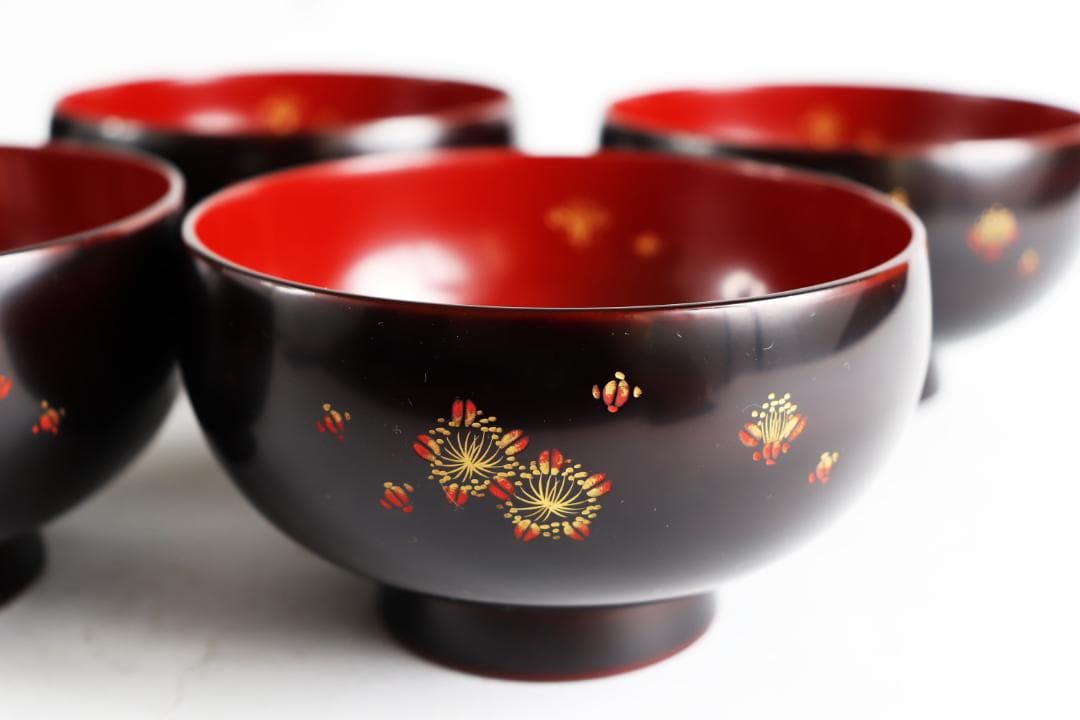 輪島塗 梅沈金御汁椀 藤野孝一郎 吸物椀 五客