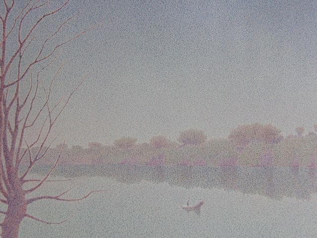 山田嘉彦、【浅春】、希少な額装用画集より、新品額装付、状態良好