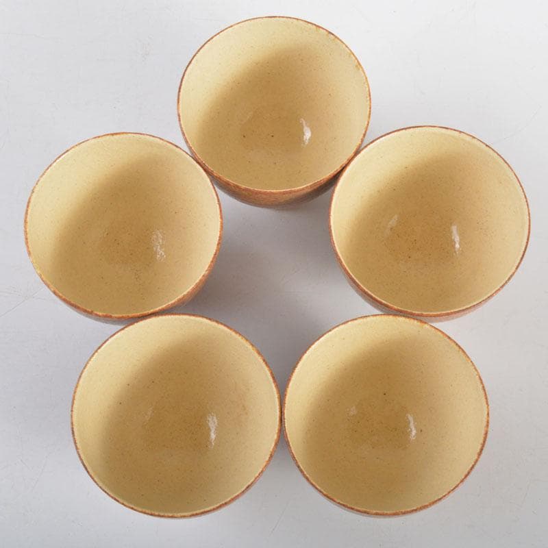 煎茶道具　伊羅保釉　煎茶碗　五客　在銘　共箱　V　R4788