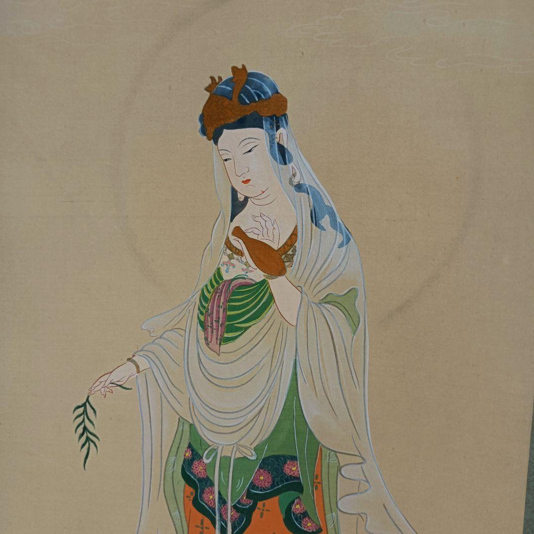 【雲の上の白衣観音菩薩図】掛軸 絵 天台宗 真言宗 密教 禅宗