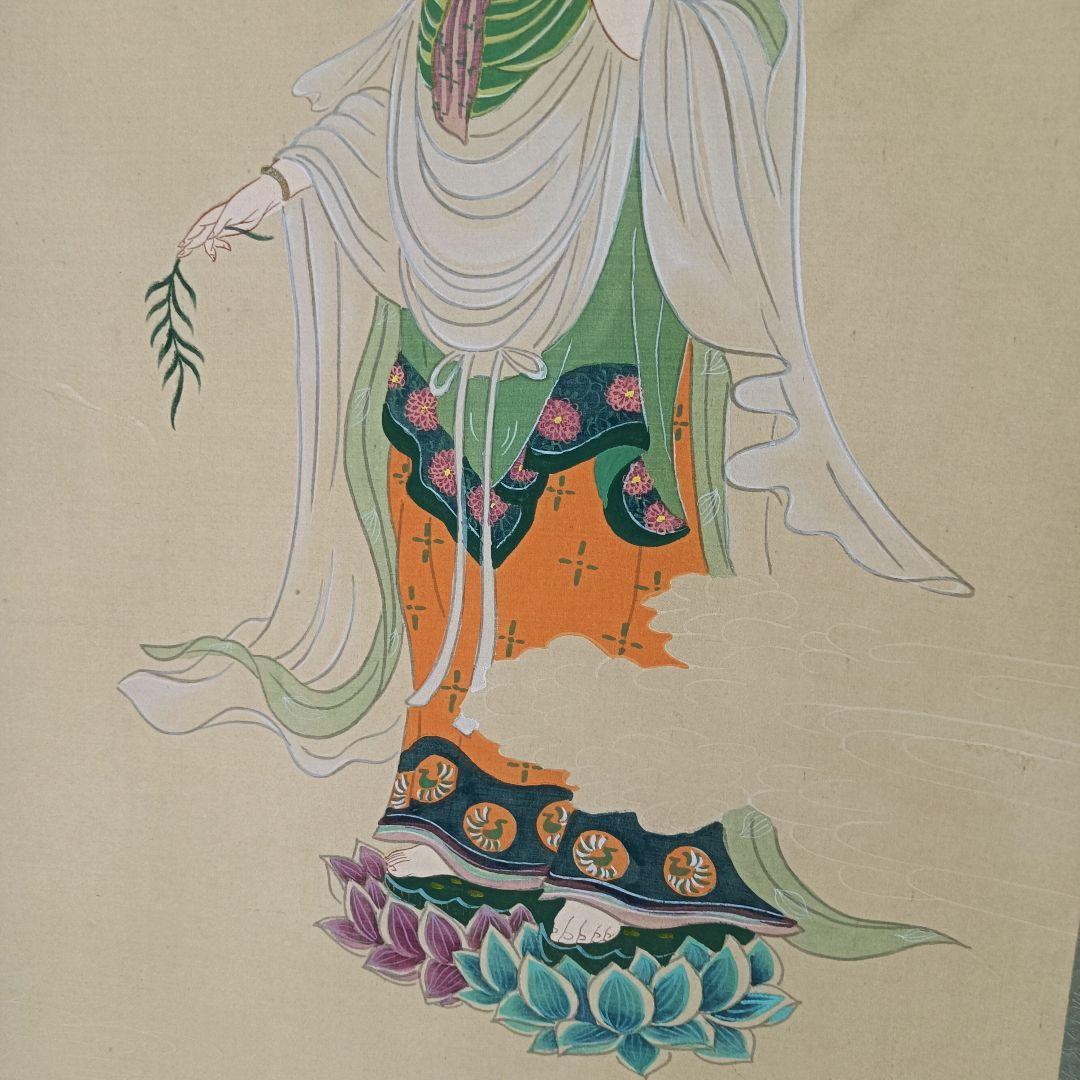 【雲の上の白衣観音菩薩図】掛軸 絵 天台宗 真言宗 密教 禅宗