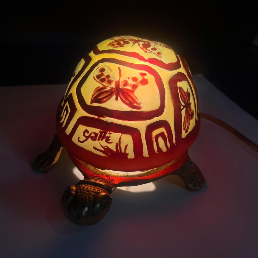 ◆証明書付◆Emile Galleエミールガレ　亀　卓上ランプ　カメオ彫り