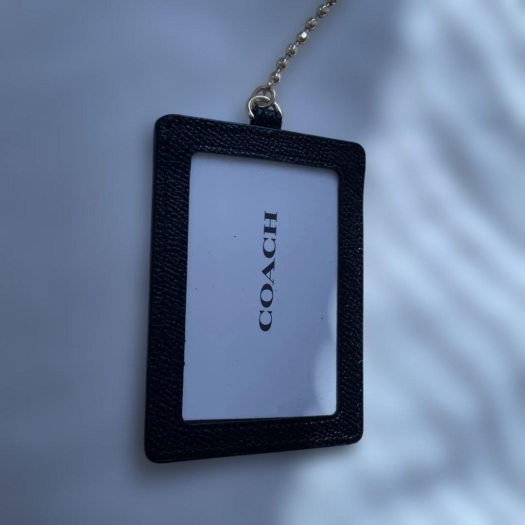 コーチ　財布　長財布　レザー　ブラック　パスケース付き