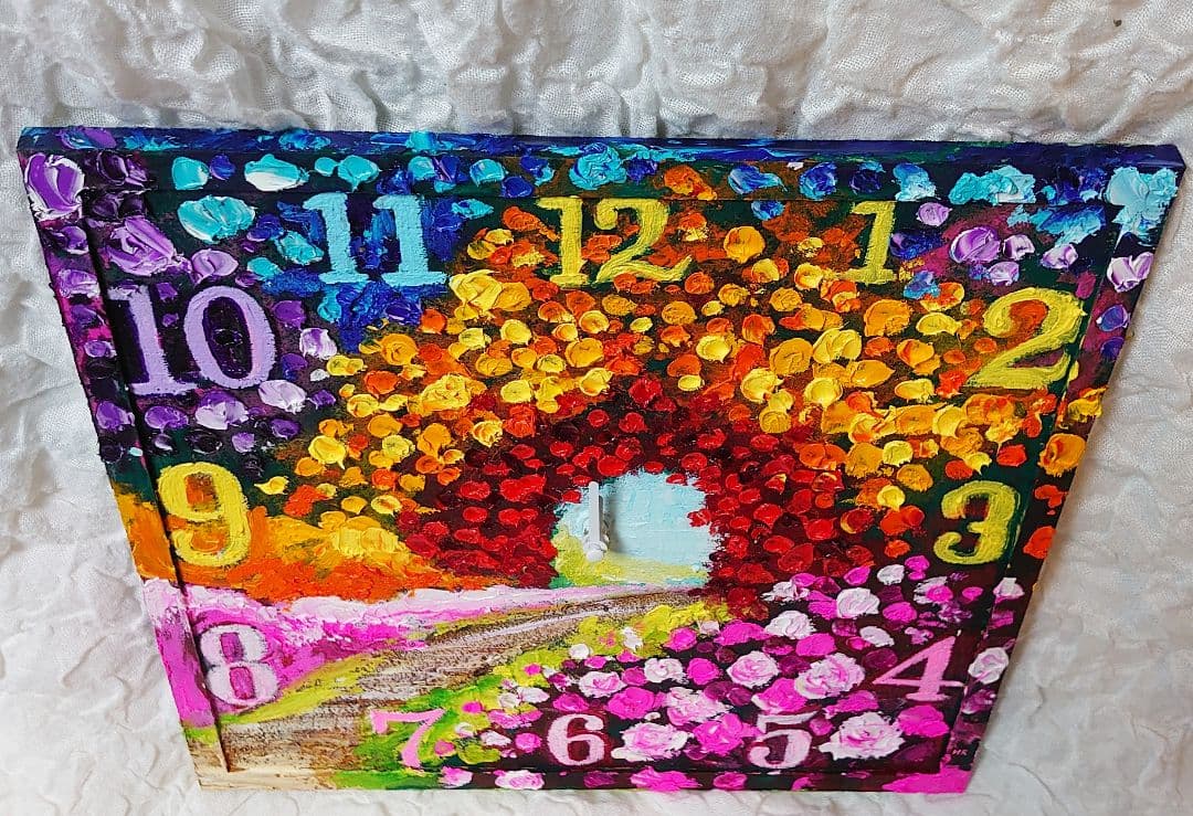 油絵 絵画 時計【花の道】