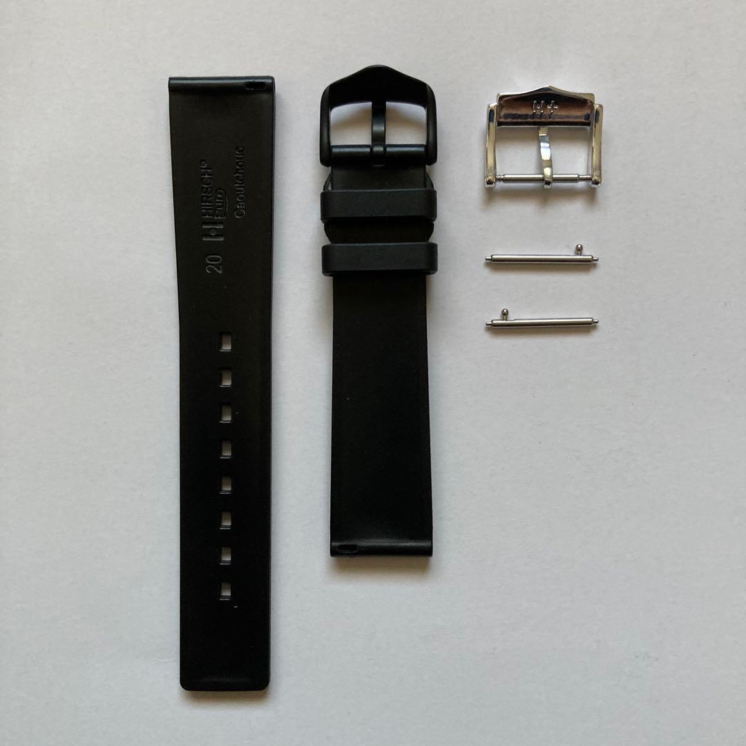 ヒルシュ・ピュアHIRSCH Pure(ラグ幅20ミリLサイズ)ブラック+黒尾錠