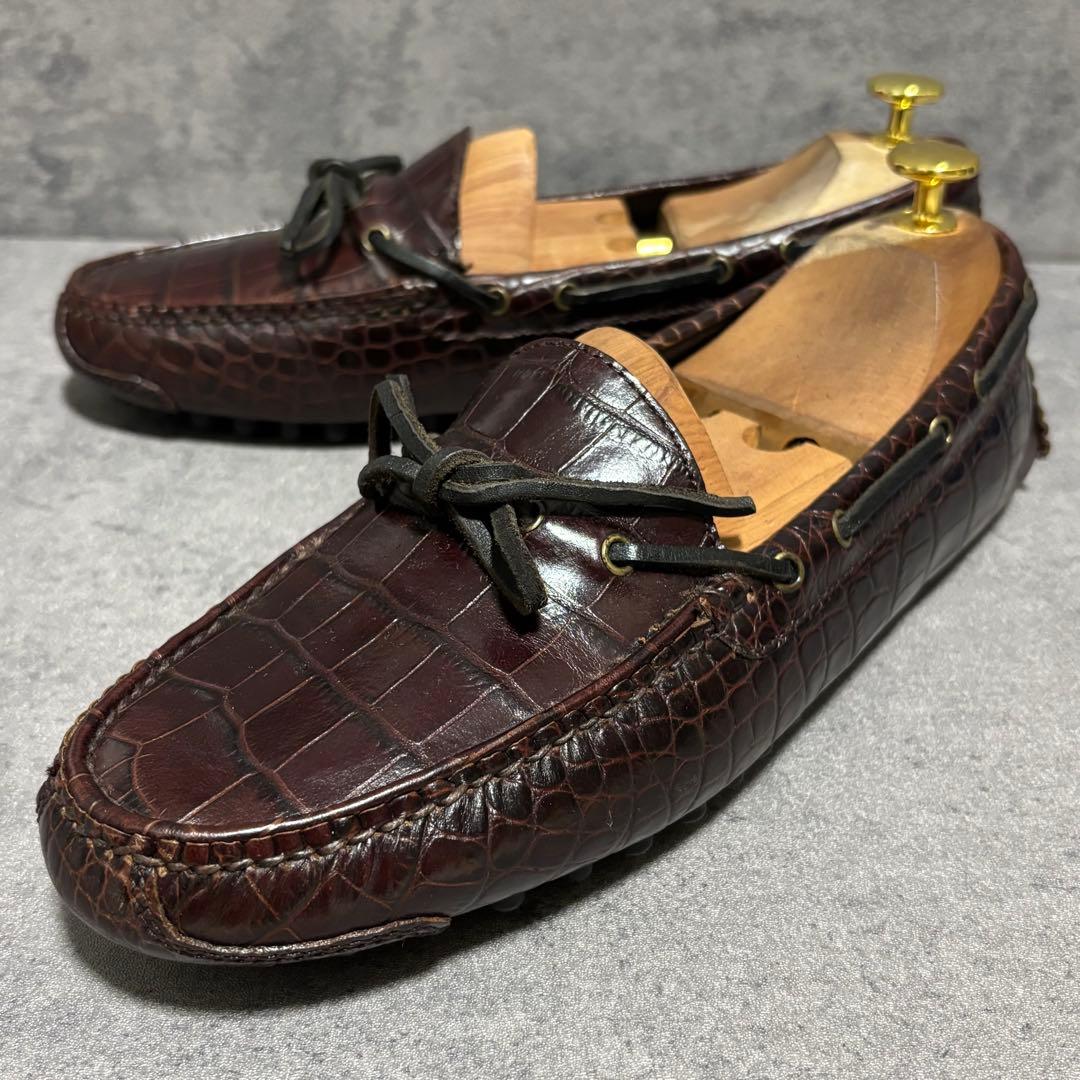 未使用級　コールハーン　ドライビングシューズ　クロコ型押し　ブラウン　1918