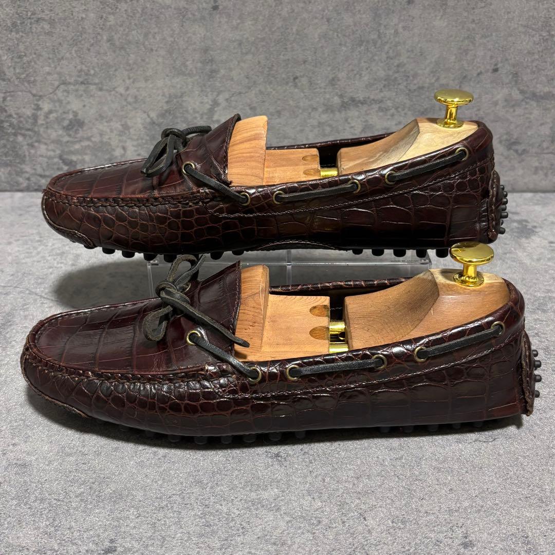 未使用級　コールハーン　ドライビングシューズ　クロコ型押し　ブラウン　1918