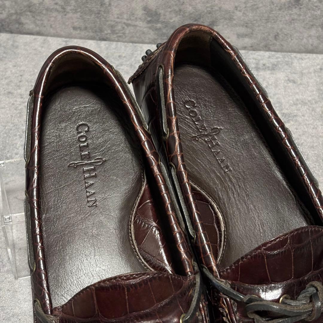 未使用級　コールハーン　ドライビングシューズ　クロコ型押し　ブラウン　1918
