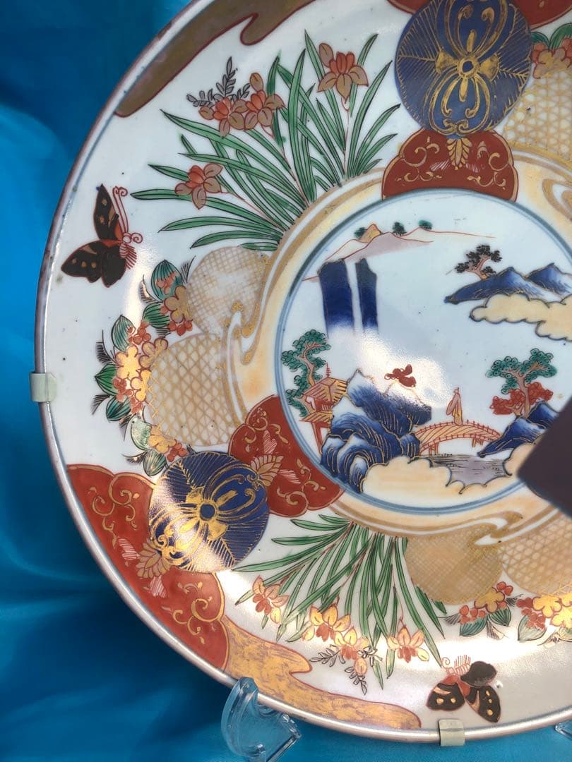 期間限定☆九谷焼★金彩色絵☆飾り皿★富貴長春★花蝶松吉祥★32cm大皿