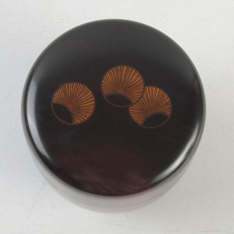 茶道具　山中塗　福田芳朗作　縞黒檀南天杢象嵌　壷々　大高棗　共布共箱　V9263