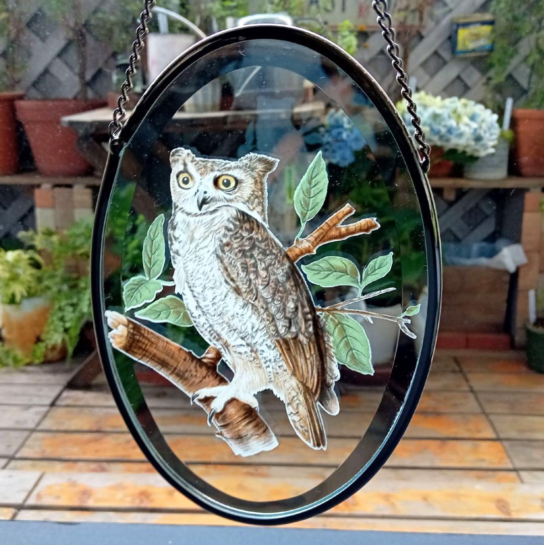 ライフォード社ステンドグラス ふくろうC梟フクロウ /グラスマスターズ トロント