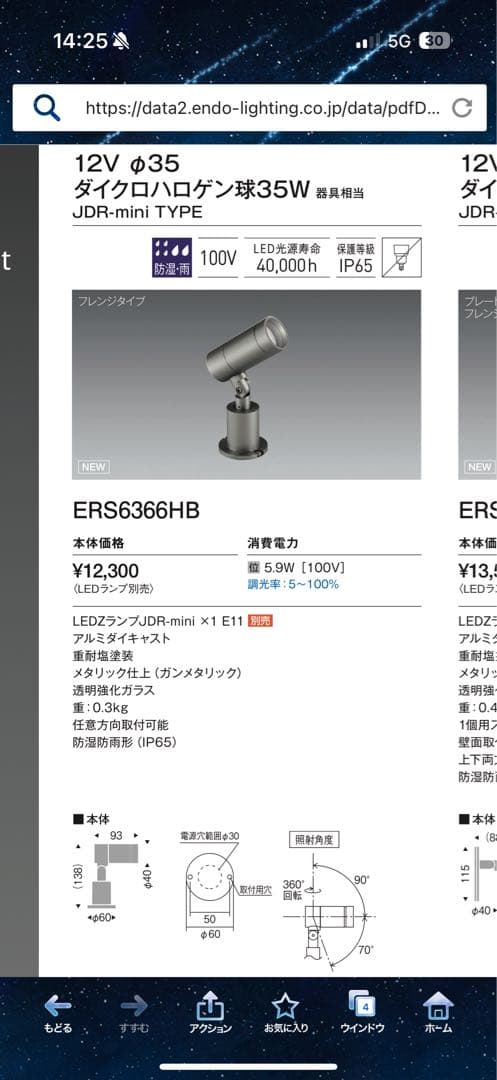 4個セット　ブラック スポットライト LEDランプ付き