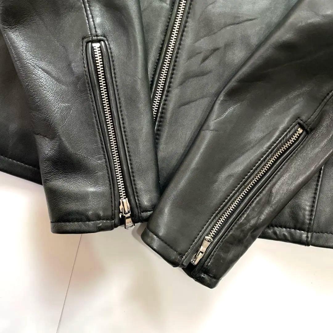 美品 とろとろ羊革 ユナイテッドアローズ シングルライダース Wジップ 黒 M