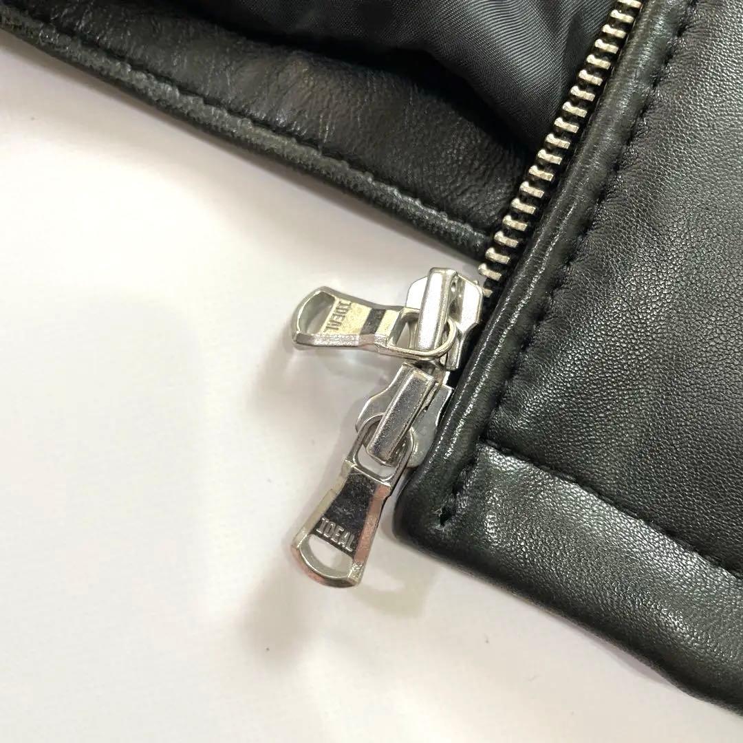 美品 とろとろ羊革 ユナイテッドアローズ シングルライダース Wジップ 黒 M