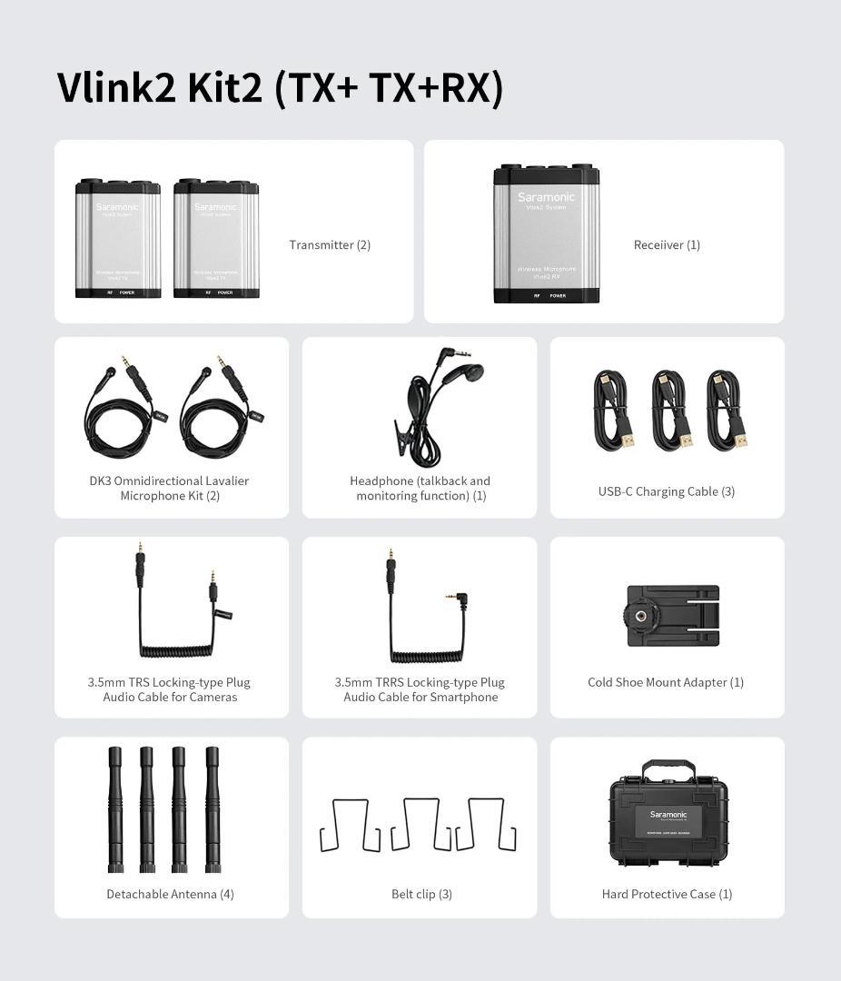 Saramonic Vlink2 Kit2 ワイヤレスマイクシステム 2波収録
