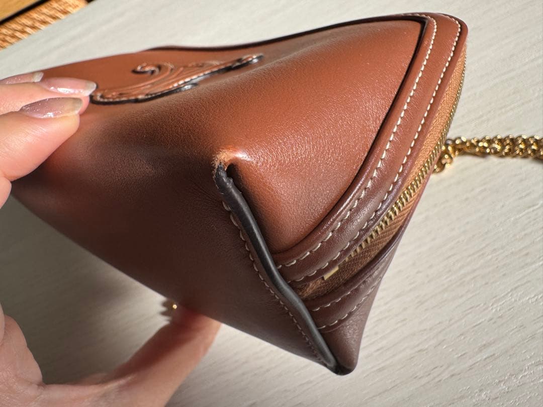 CELINE ブラウンレザー ショルダーバッグ