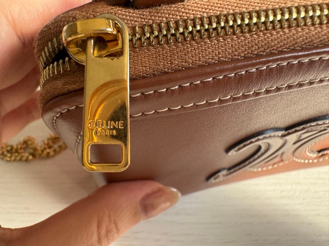 CELINE ブラウンレザー ショルダーバッグ