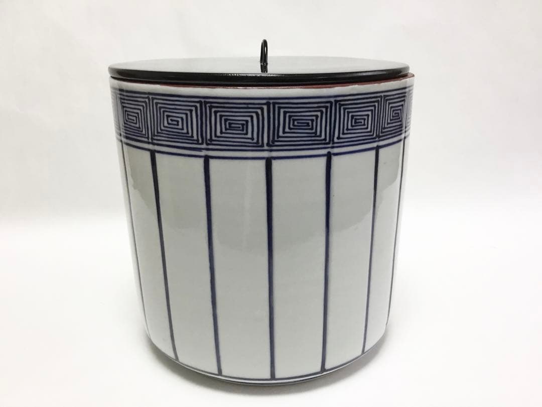 茶道具 古物品 水指 染付 桶側 静山 木箱入